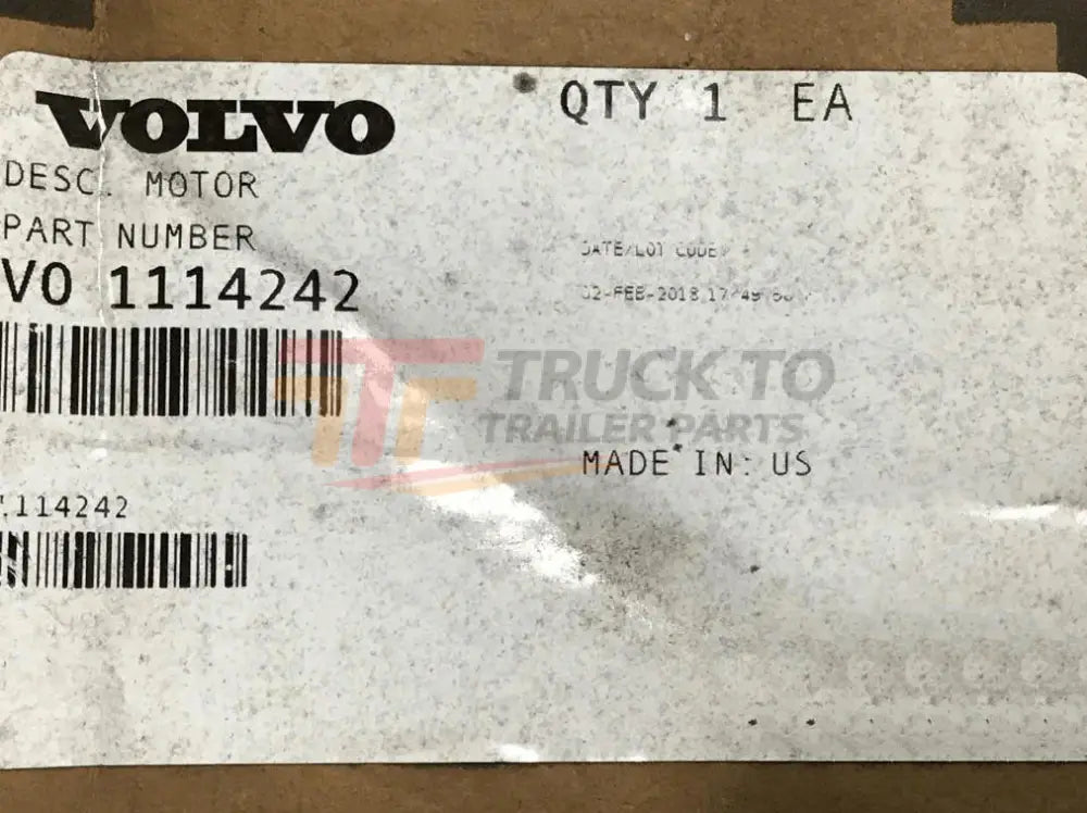1114242 Genuine Volvo Motor - Truck To Trailer
