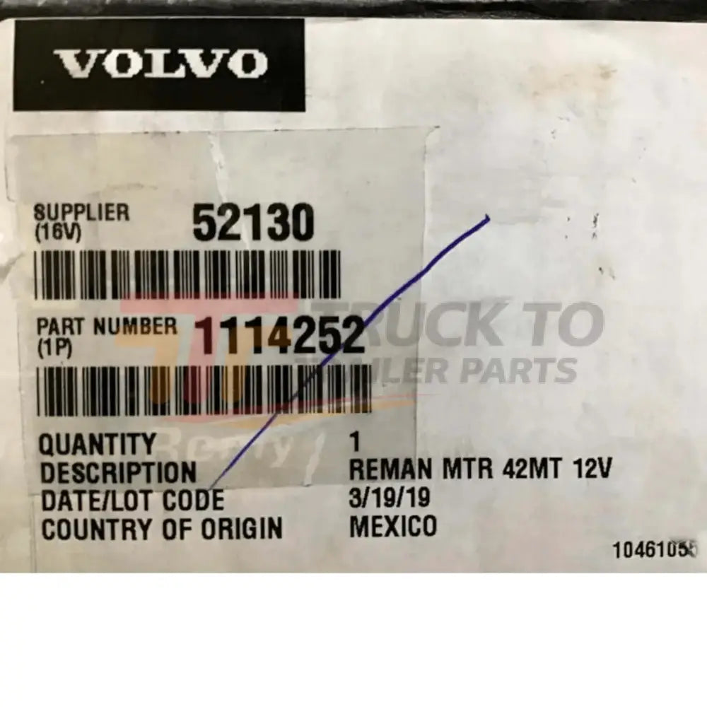 1114252 Genuine Volvo Starter Motor - Truck To Trailer