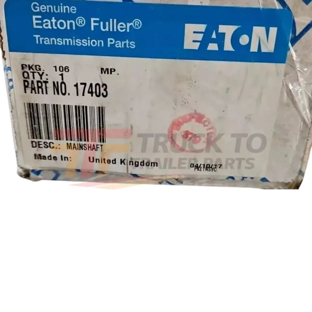 17403 Genuine Eaton Manual Transmission Main Shaft - Truck To Trailer