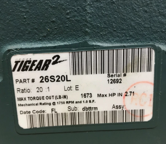 26S20L Genuine Dodge Gear Reducer 20:1