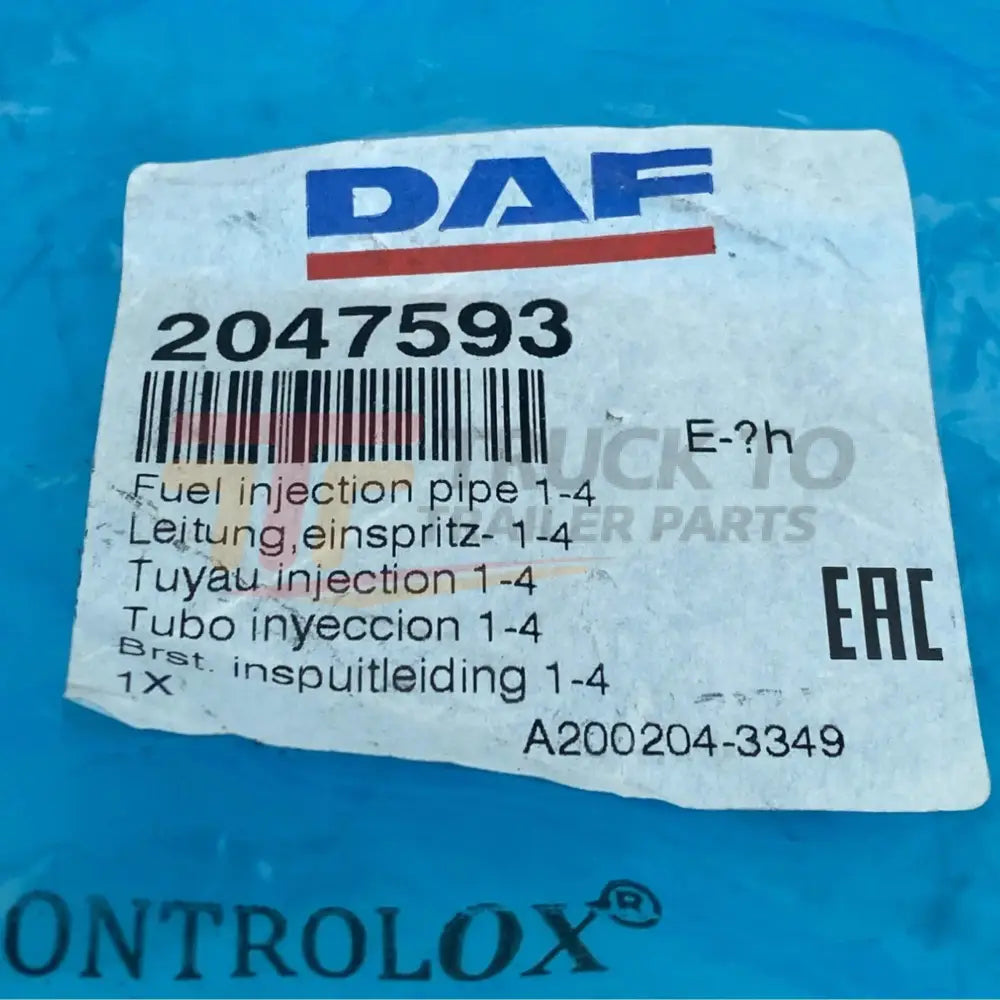 2047593 Genuine Paccar Fuel Injection Pipe 1-4 For Mx-13 - Truck To Trailer