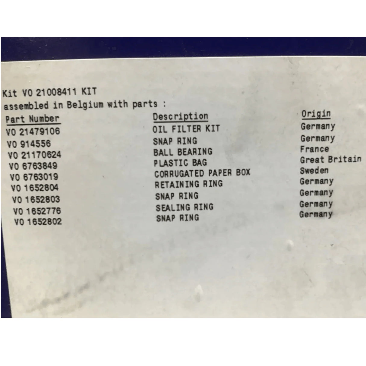 21008411 Genuine Volvo Kit - Truck To Trailer