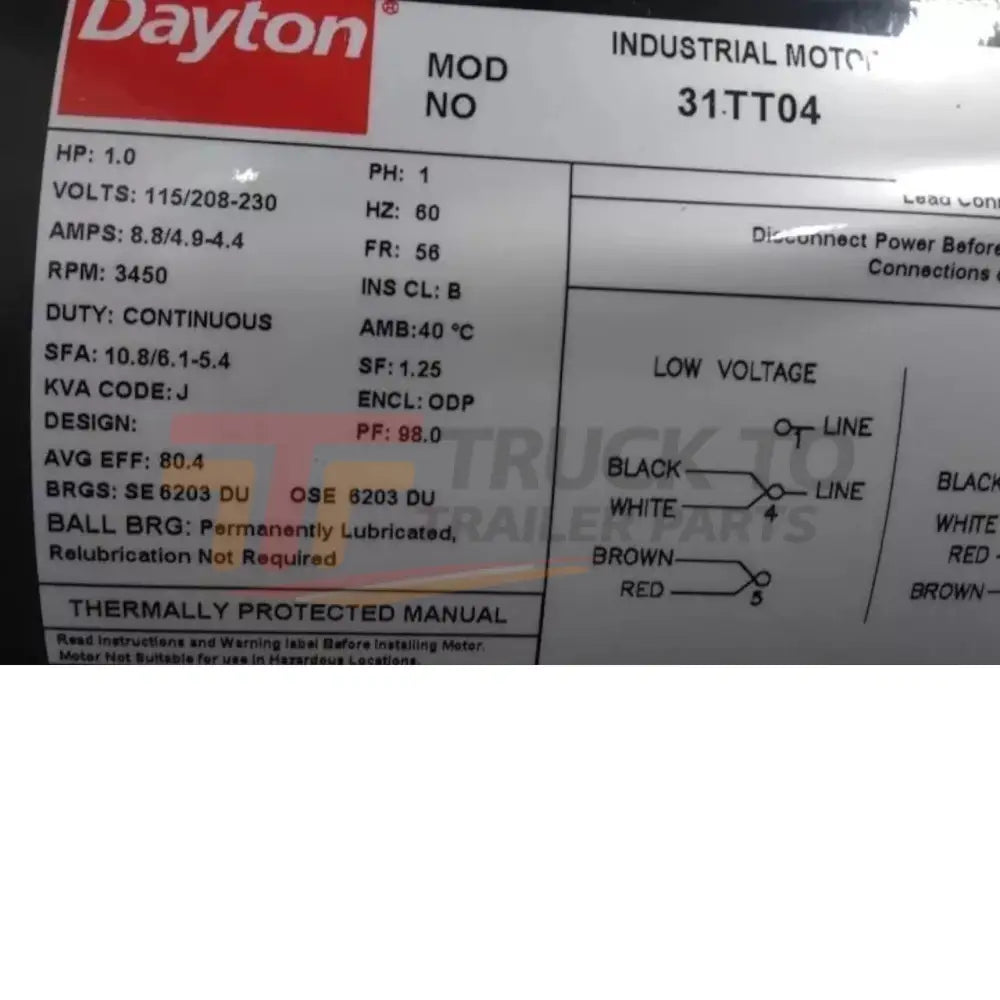 31TT04 Dayton General Purpose Motor - Truck To Trailer