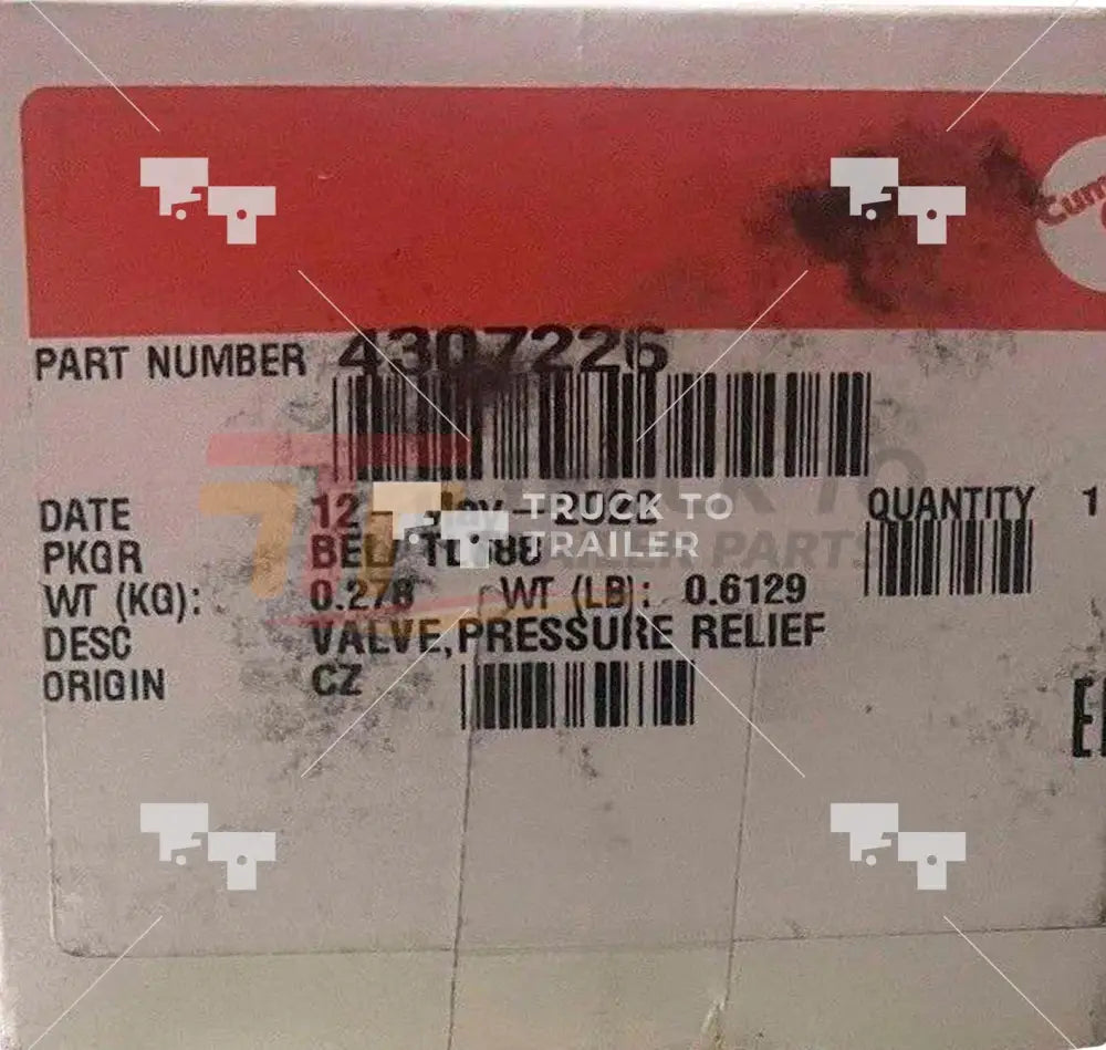 4307226 Genuine Cummins Pressure Relief Valve - Truck To Trailer
