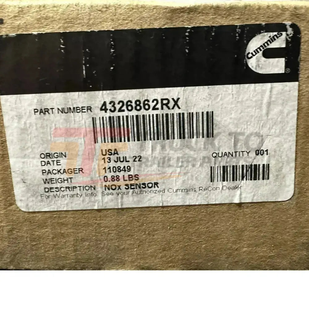 4326862RX Genuine Cummins Nox Nitrogen Oxide Sensor - Truck To Trailer