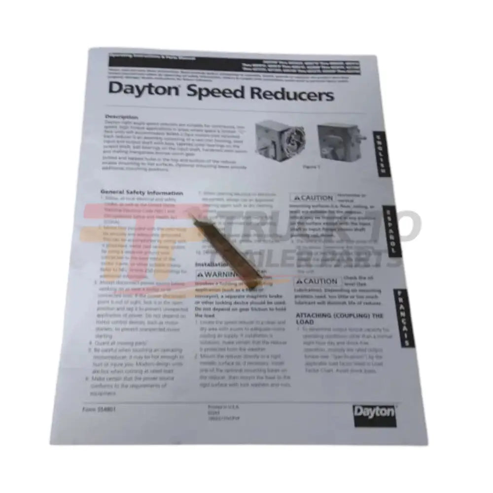 4Z017 Dayton C-Face Speed Reducer - Truck To Trailer