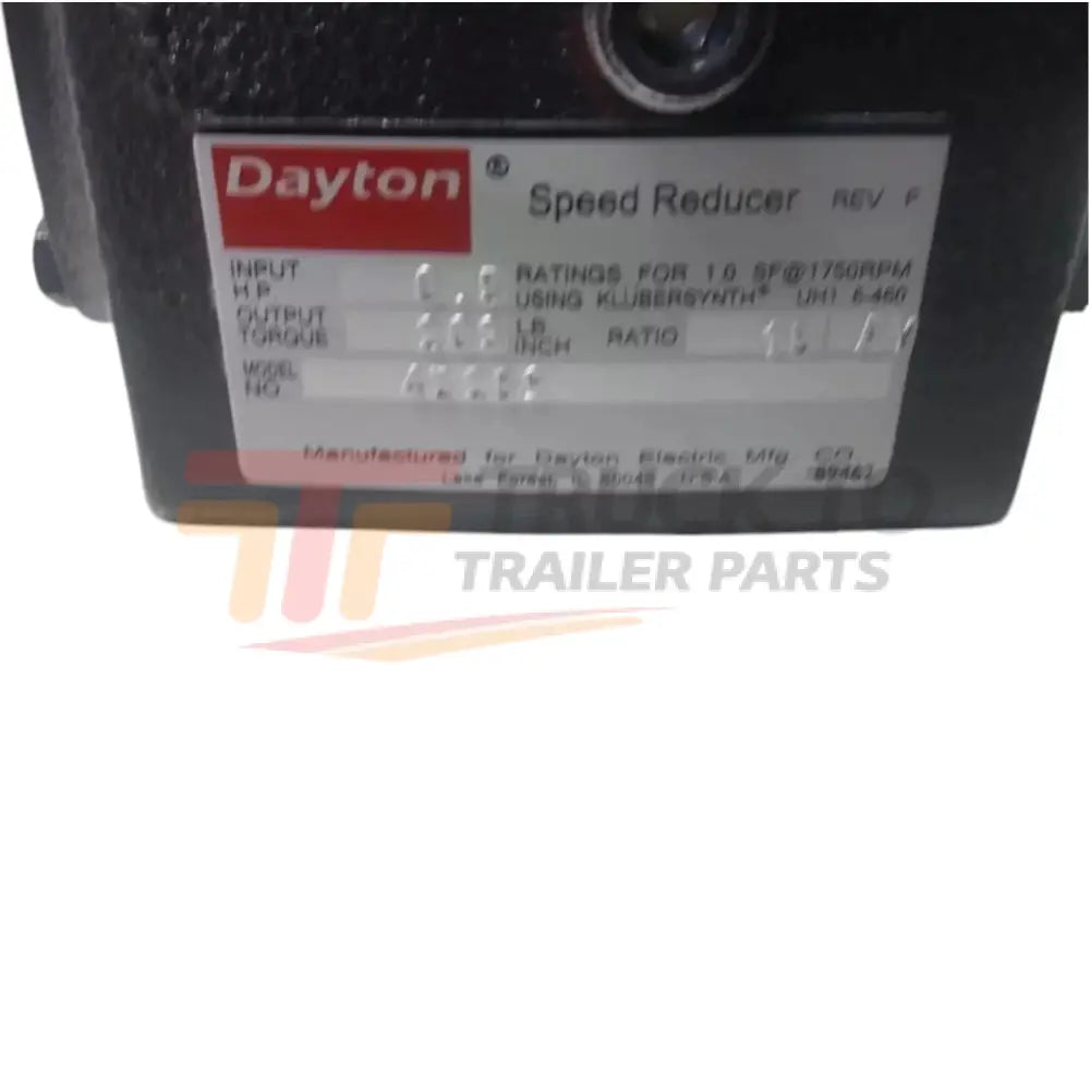 4Z289 Dayton Max Output RPM Direct Drive Speed Reducer - Truck To Trailer