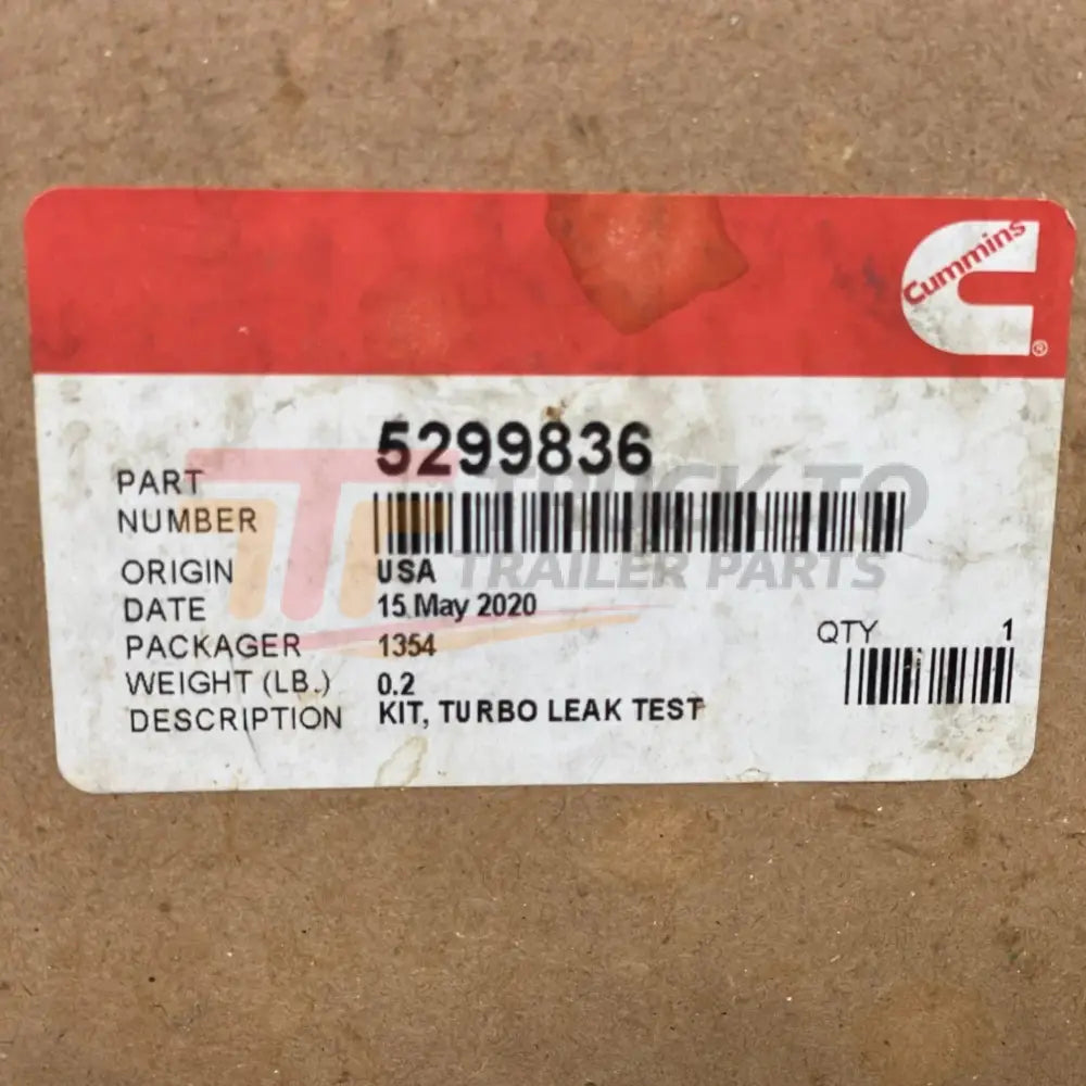 5299836 Genuine Cummins Turbocharger Leak Test Kit - Truck To Trailer
