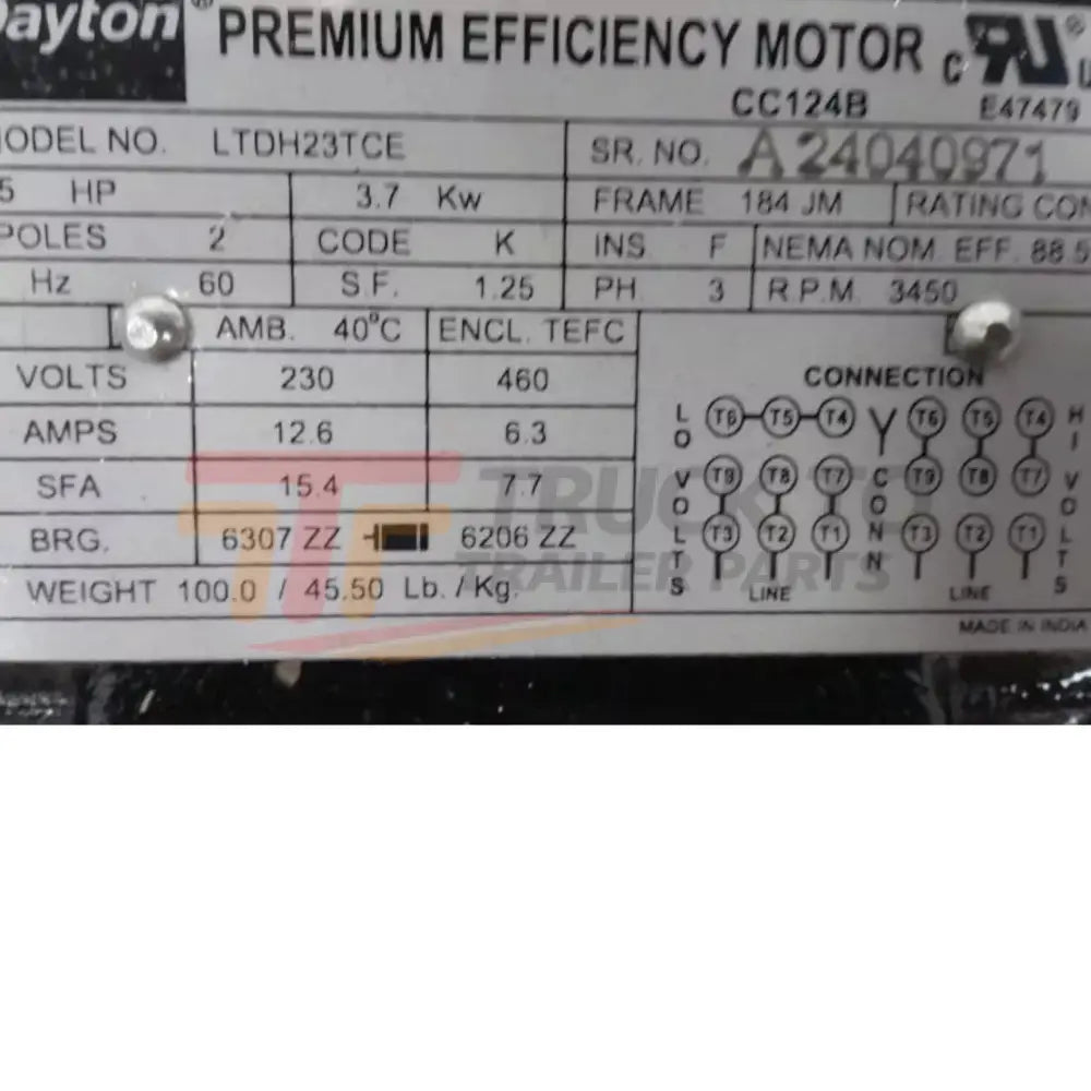 55JJ47 Dayton Head Centrifugal Pump 5 HP 208-240/480VAC 100 Ft Max - Truck To Trailer