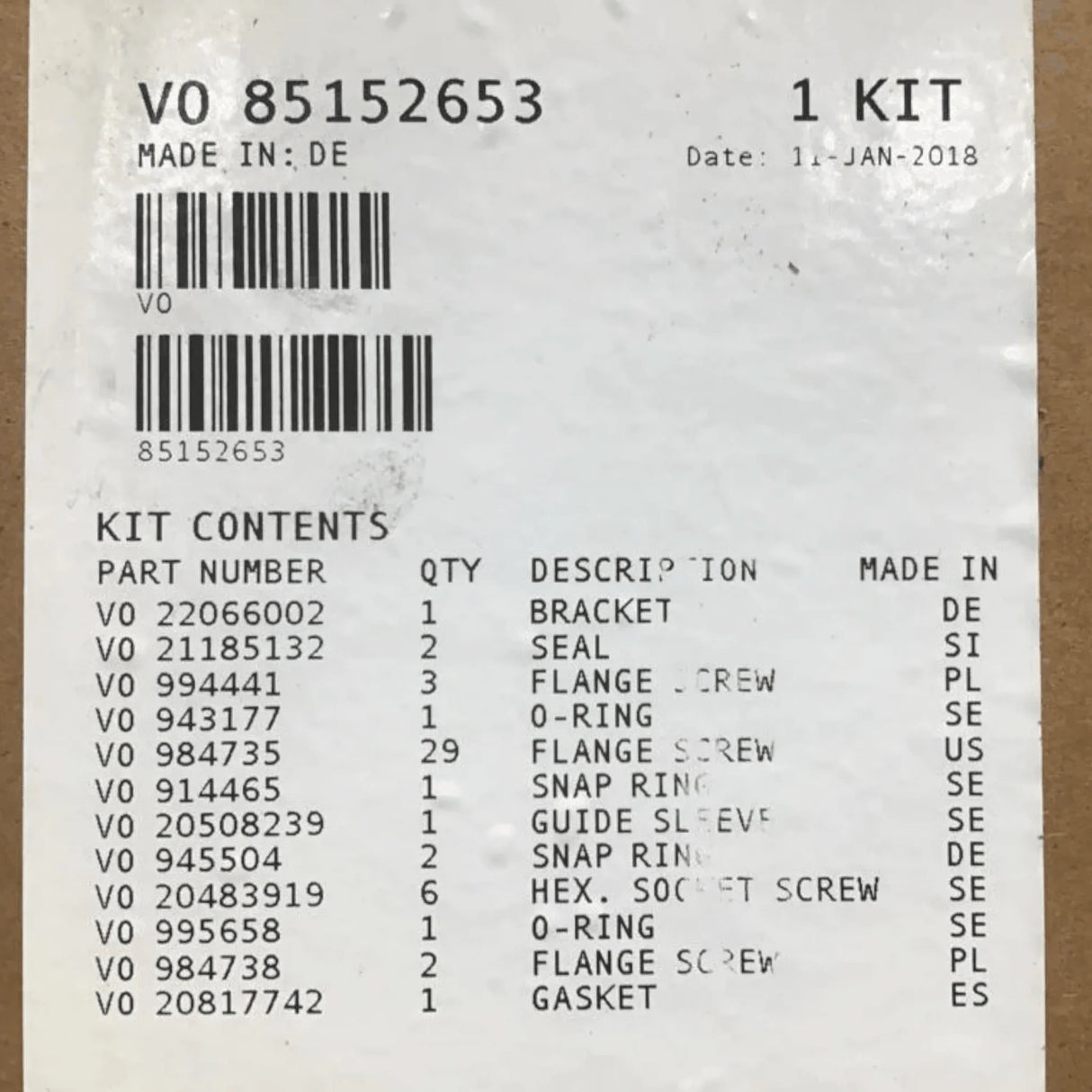 85152653 Genuine Volvo Timing Gear Plate - Truck To Trailer