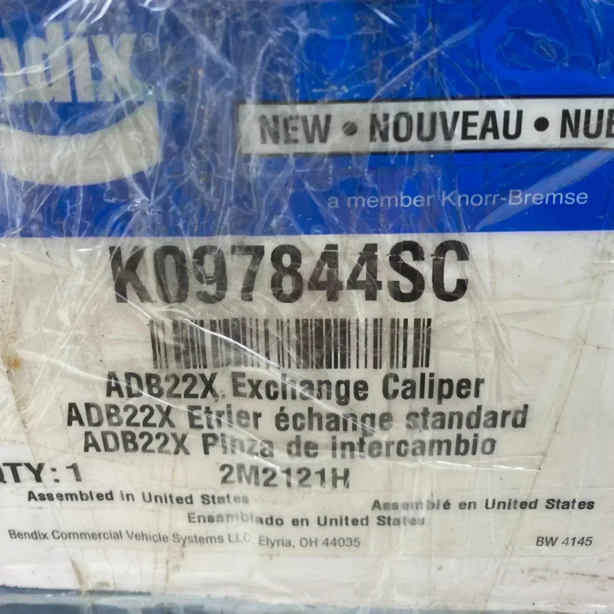 K097844 Genuine Bendix Right Passenger Side Air Disc Brake Caliper - Truck To Trailer