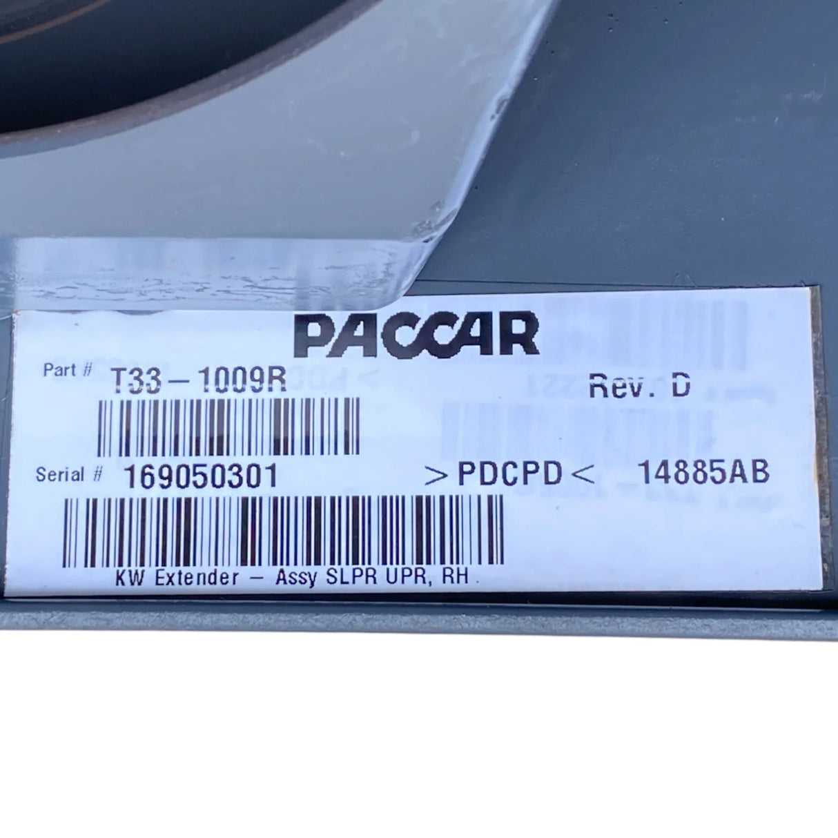 T33-1051R Genuine Kenworth Extender - Assembly Sleeper Upper - Truck To Trailer