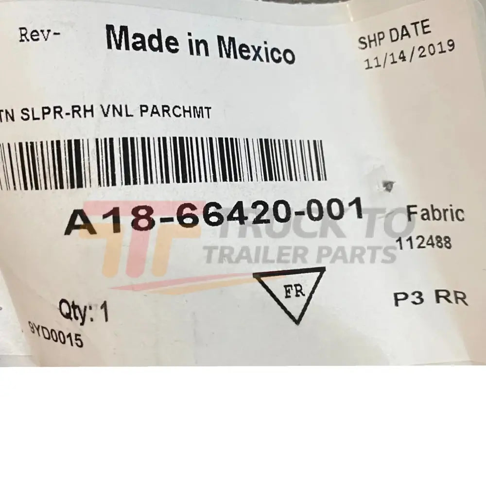 A1866420001 Genuine Freightliner Right Side Sleeper Curtain - Truck To Trailer