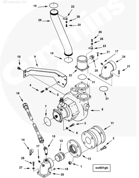 Cummins 4934405 Water Transfer Tube - Truck To Trailer