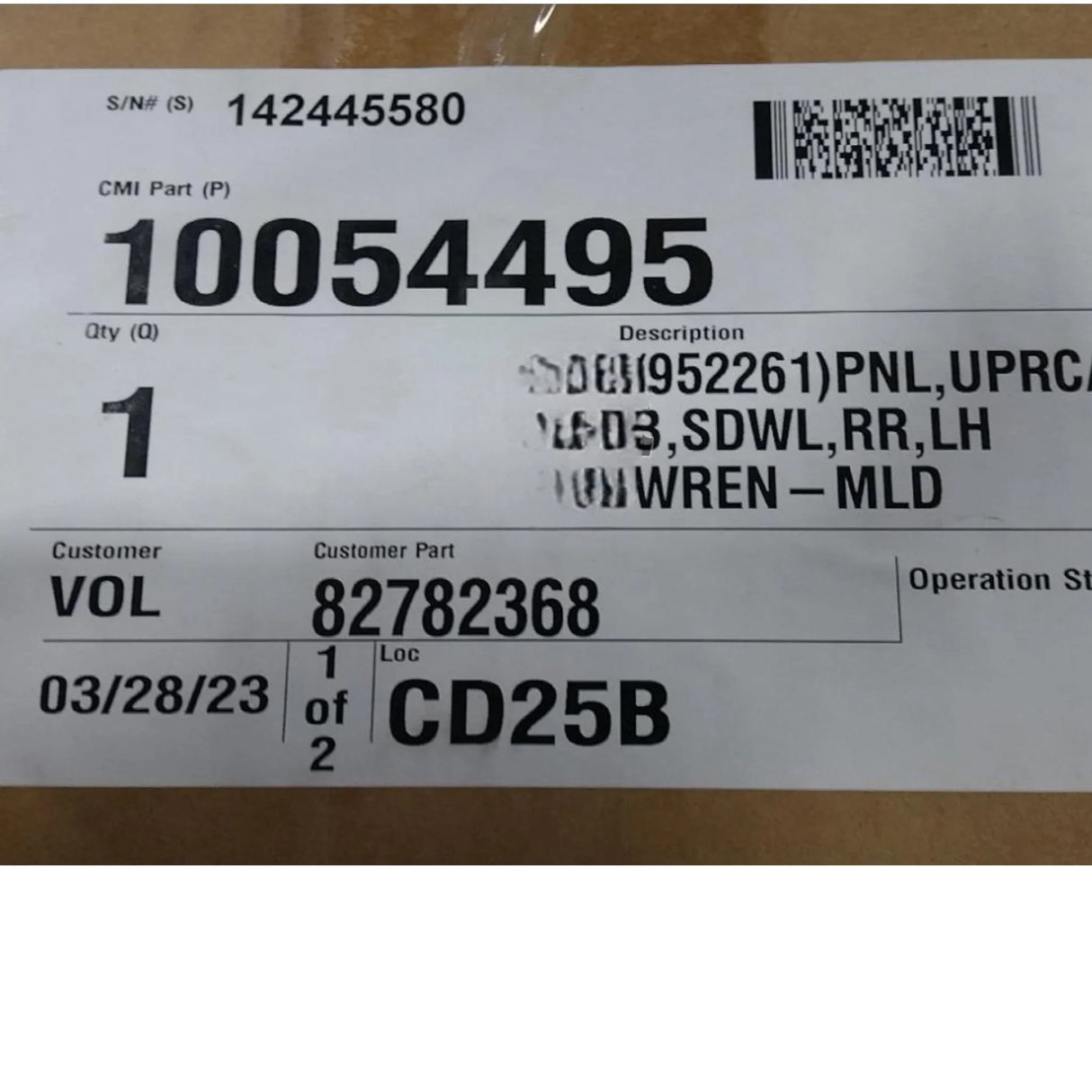 20476423 Genuine Volvo Panel - Truck To Trailer