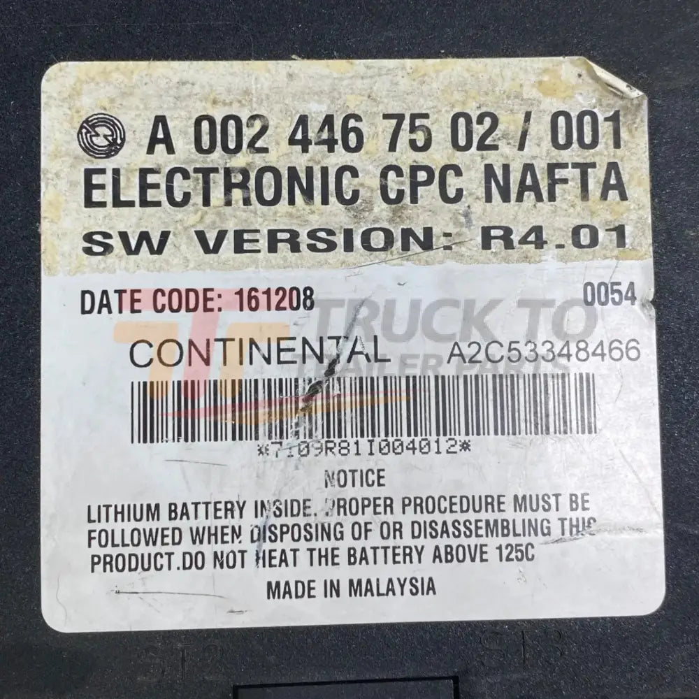 A0024466802 Genuine Freightliner Cpc Cab Control Module Used - Truck To Trailer