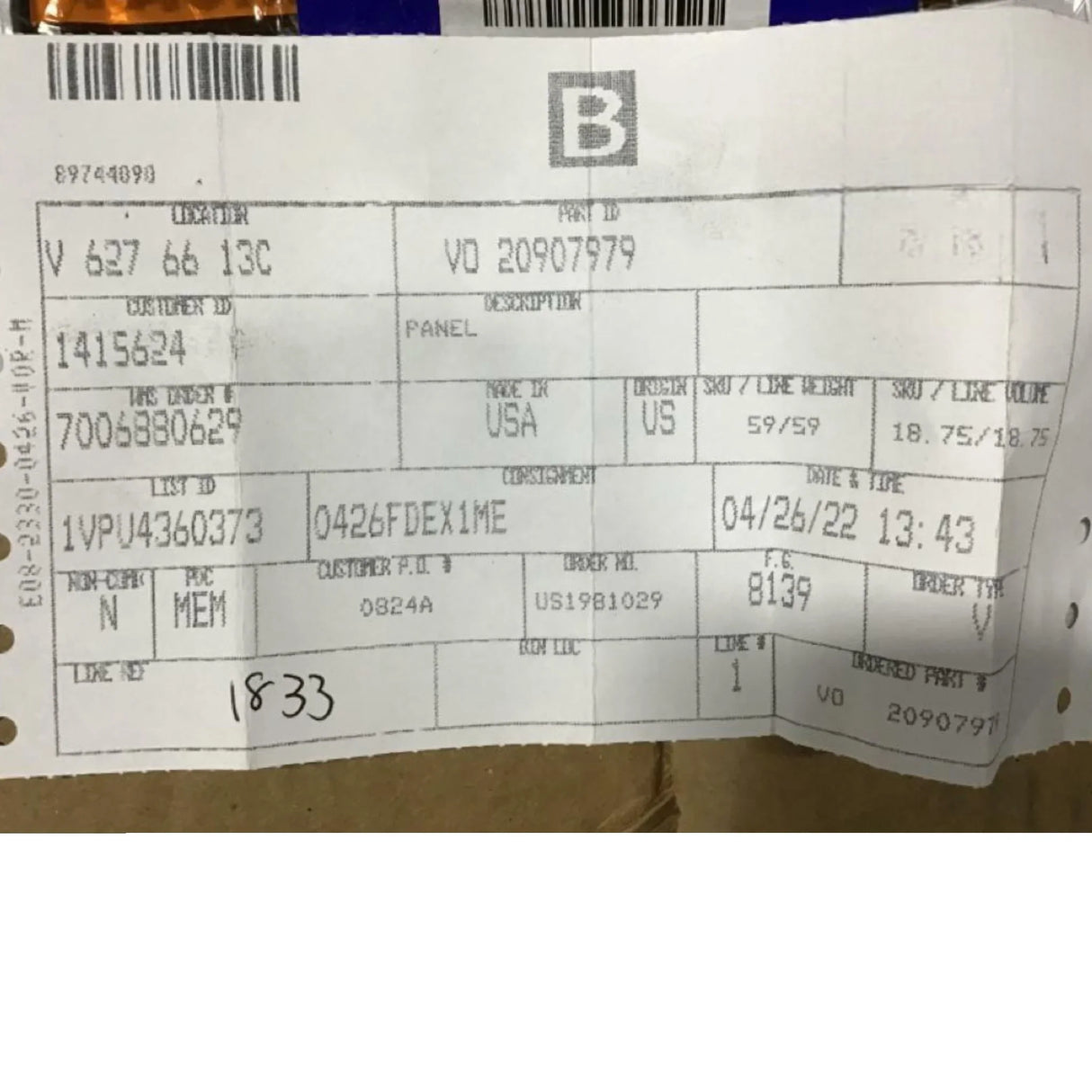 20907979 Genuine Volvo Panel - Truck To Trailer