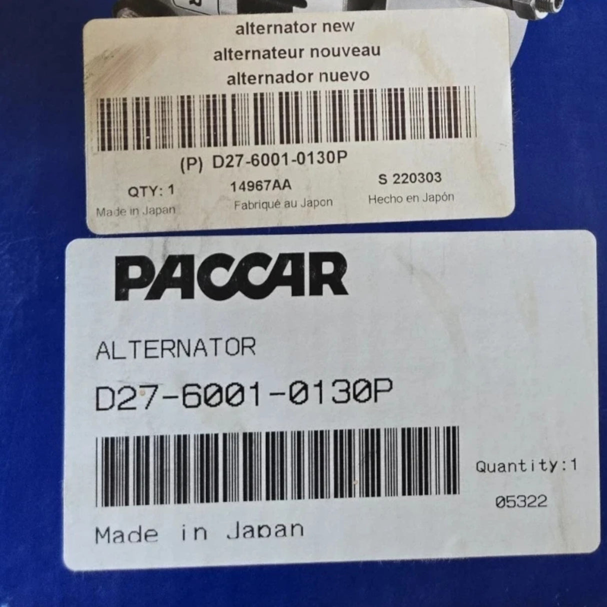 D2760010130P Genuine Paccar Brushless Alternator 12V