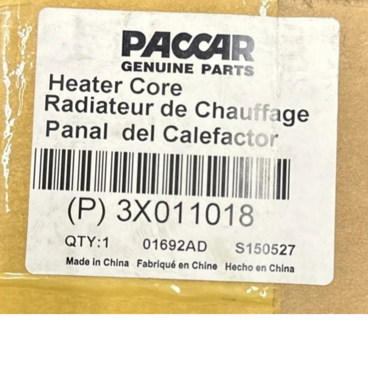 3X010005 Genuine Paccar Heater Core Assembly