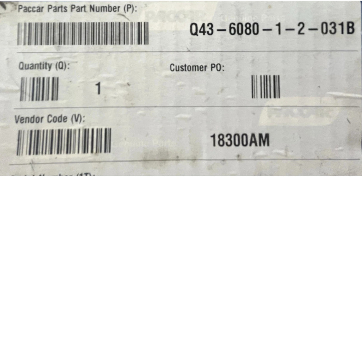 Q43-6080-1-2-021B Genuine Paccar Instrument Cluster