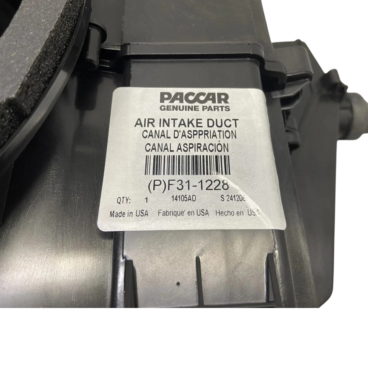 F311228 Genuine Paccar Engine Air Intake Duct With Filter