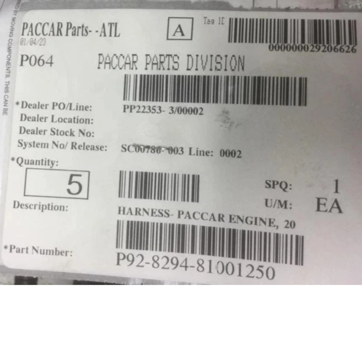 P92-8294-81001250 Genuine Paccar Engine Wiring Harness