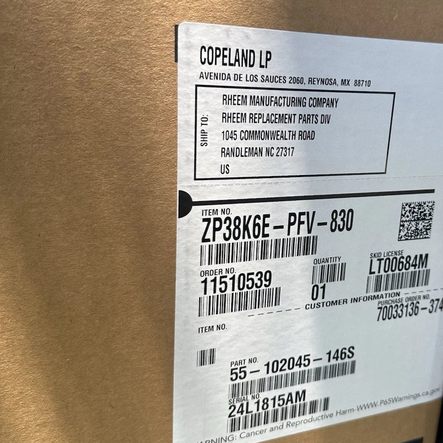 ZP38K6EPFV830 Copeland Scroll Compressor 208-230V