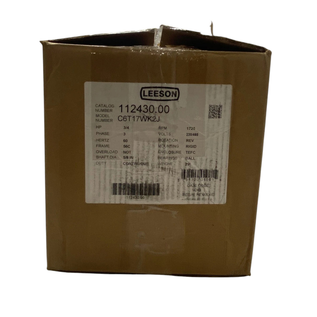 112430.00 Genuine Leeson General Purpose Washdown Duty Motor