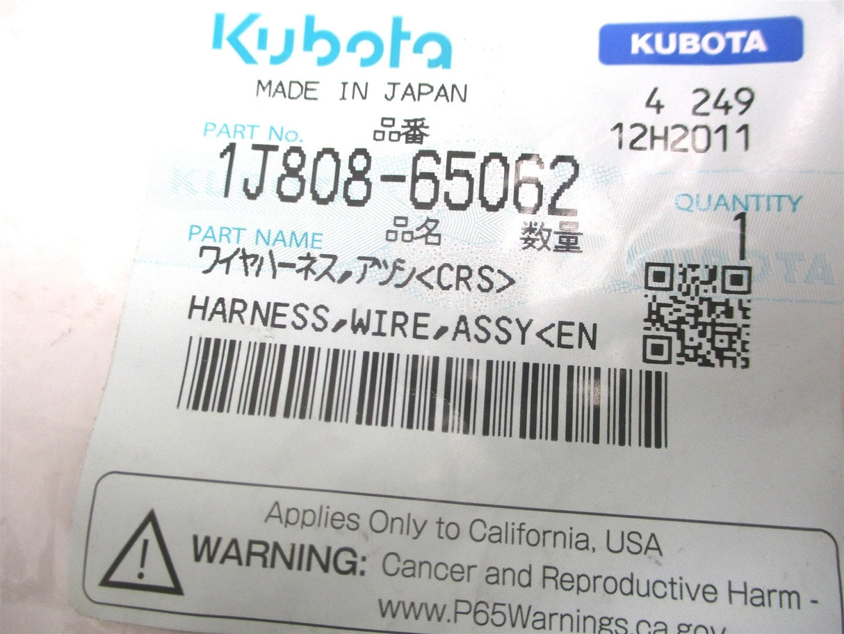 1J808-65062 Genuine Kubota Wire Harness