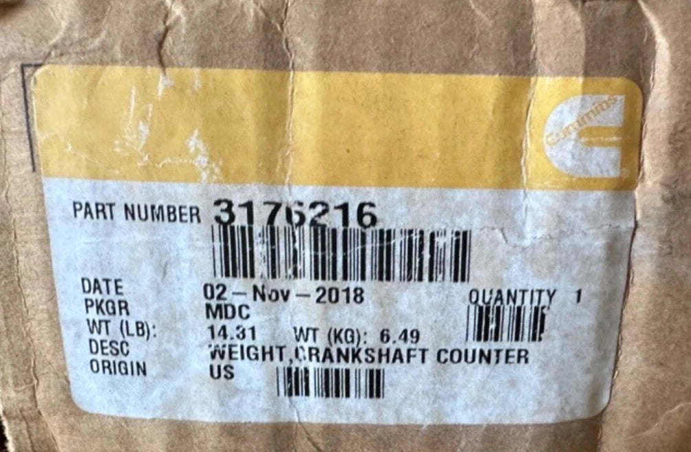3176216 Genuine Cummins Crankshaft Counter Weight