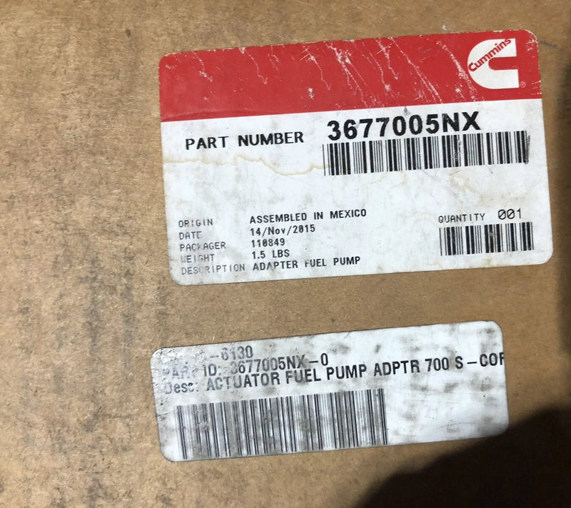 3677005NX Genuine Cummins Fuel Pump Adapter
