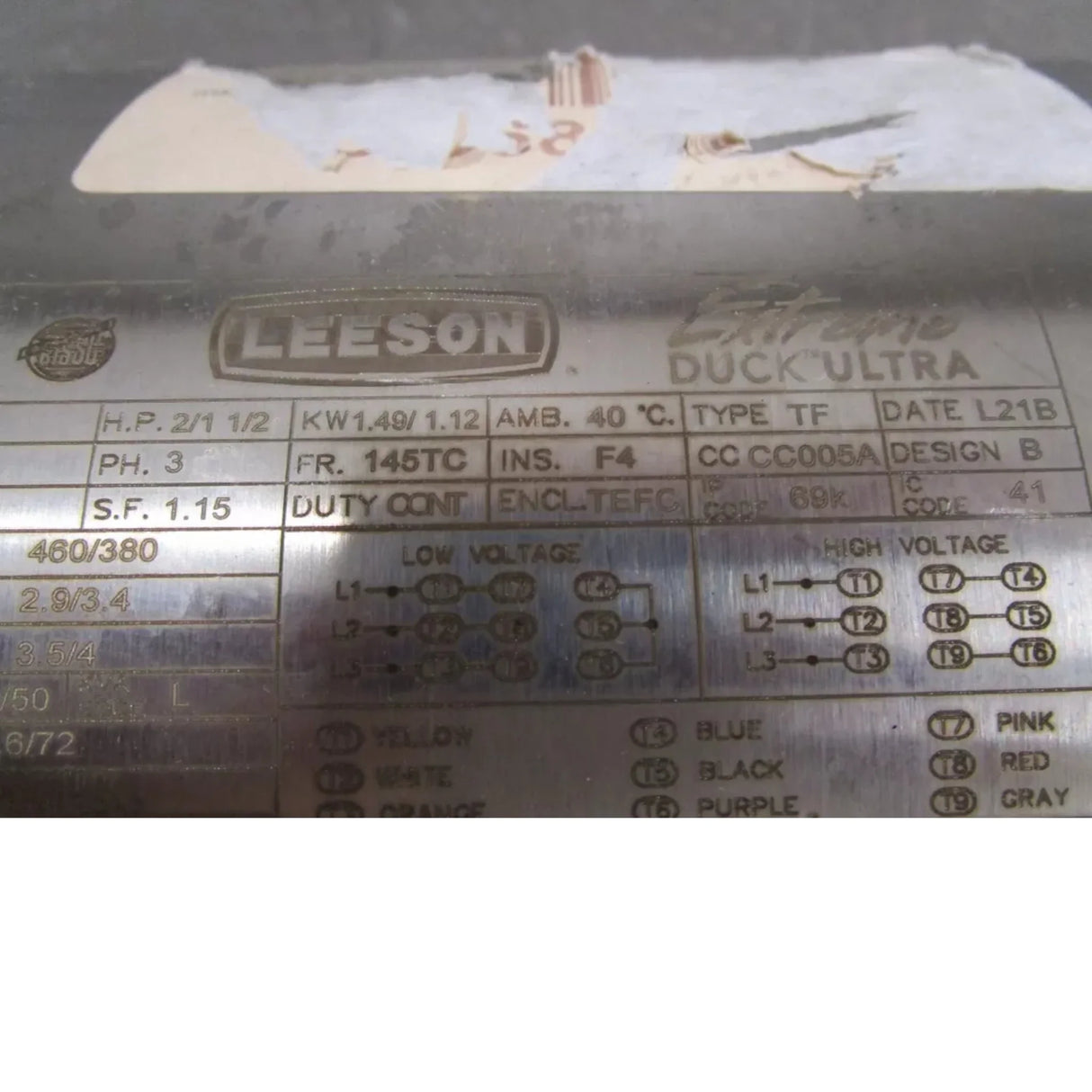 121911.00 Leeson Washdown Motor - Truck To Trailer