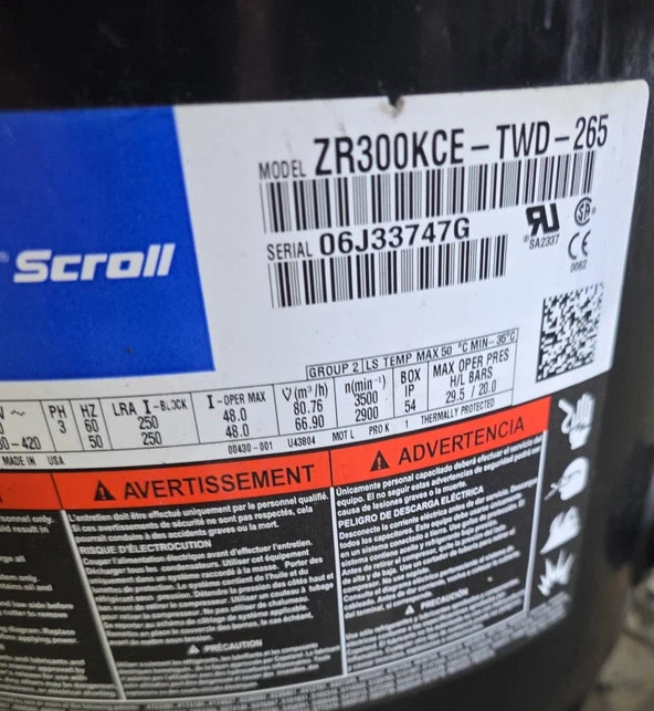 ZR300KCE-TWD-265 Genuine Copeland Scroll Compressor