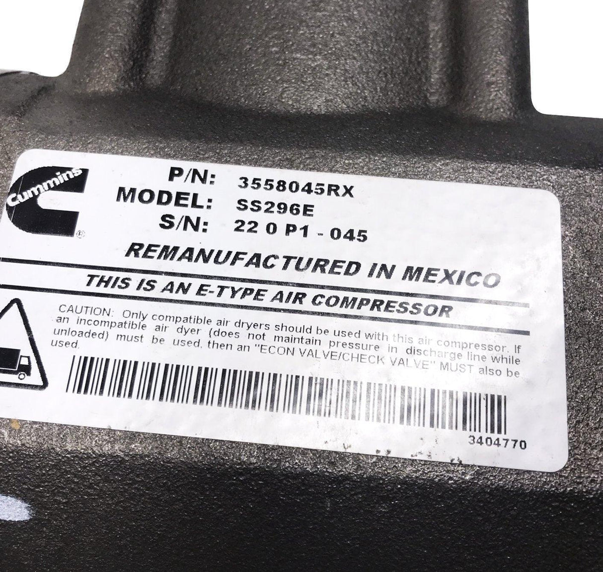 3558045 Genuine Cummins Air Compressor - Truck To Trailer