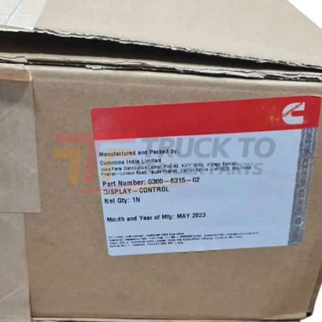 0300-6315-02 Cummins Control System Display Panel - Truck To Trailer