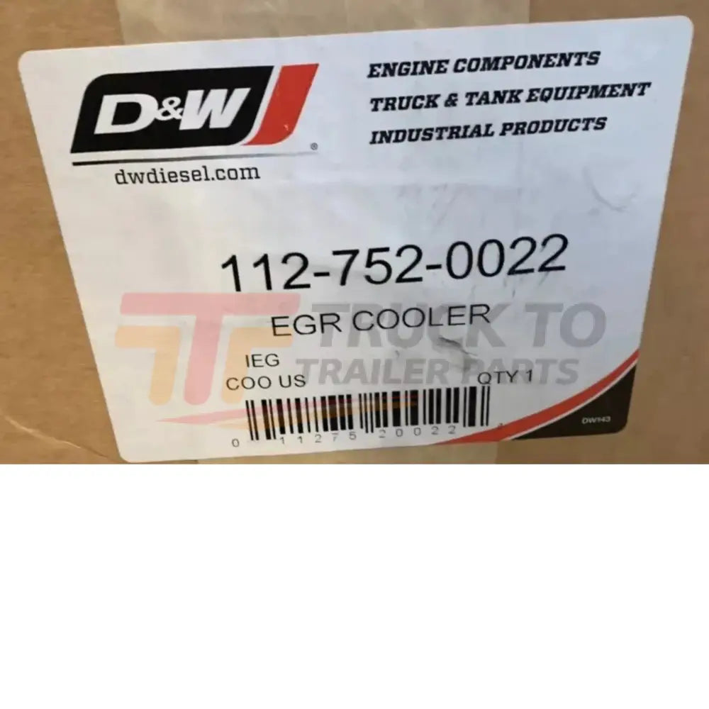 112-752-0022 D&W EGR Exhaust Gas Recirculation Cooler - Truck To Trailer