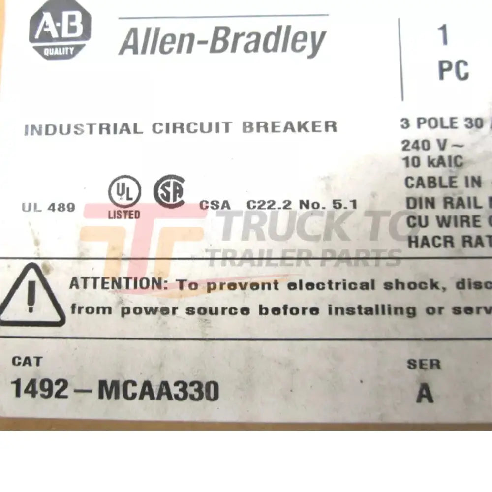 1492-MCAA330 Allen Bradley Industrial Circuit Breaker 3 Pole 30 Amp - Truck To Trailer