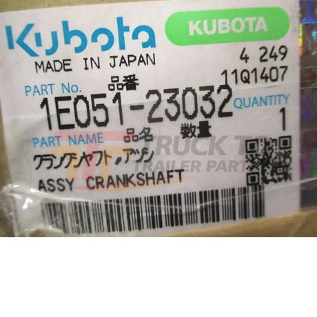 1E051-23032 Kubota Engine Crankshaft B7410D ZD1011 ZD221 GR2120 U15 - Truck To Trailer