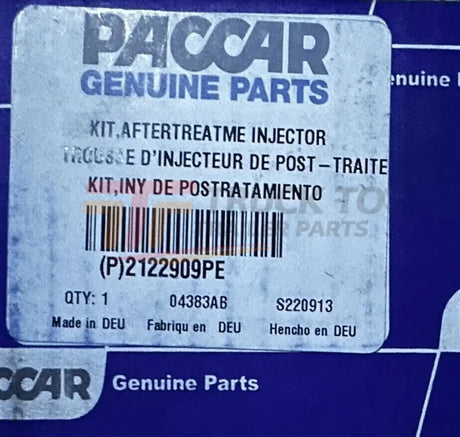 2122909Pe Genuine Paccar Aftertreatment Injector Kit - Truck To Trailer