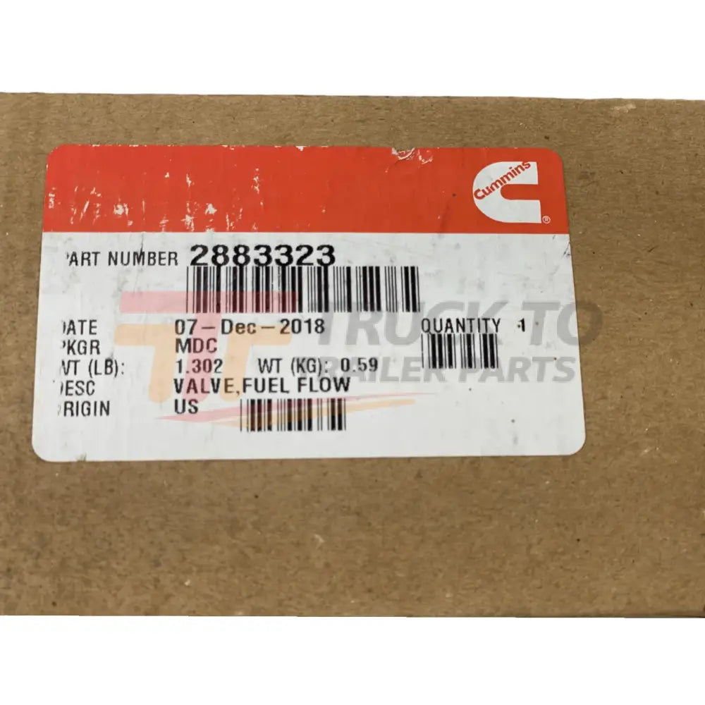 2883323 Genuine Cummins Fuel Flow Valve - Truck To Trailer