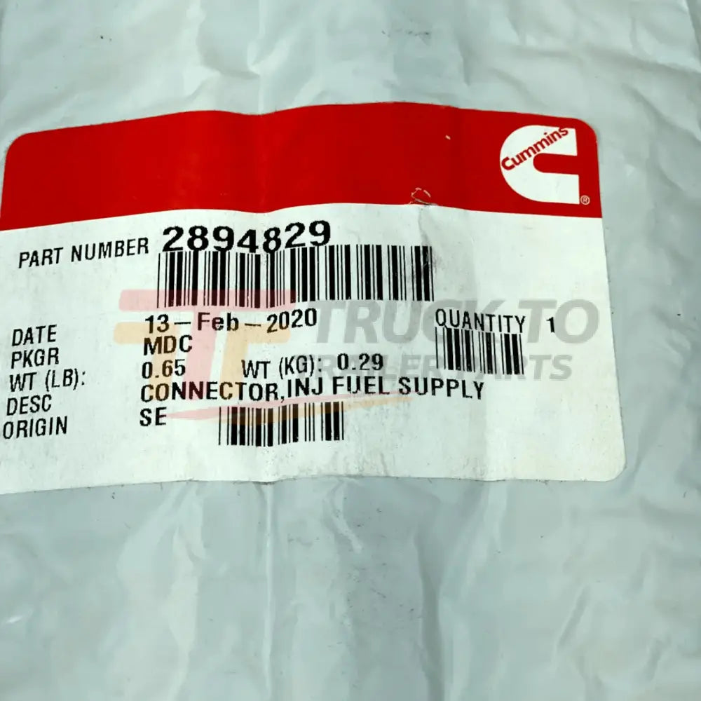 2894829 Genuine Cummins Injector Fuel Supply Connector - Truck To Trailer