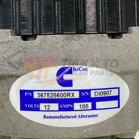 3675256Rx Genuine Cummins Alternator D/R 19Si 12V Neg 105A 3W - Truck To Trailer