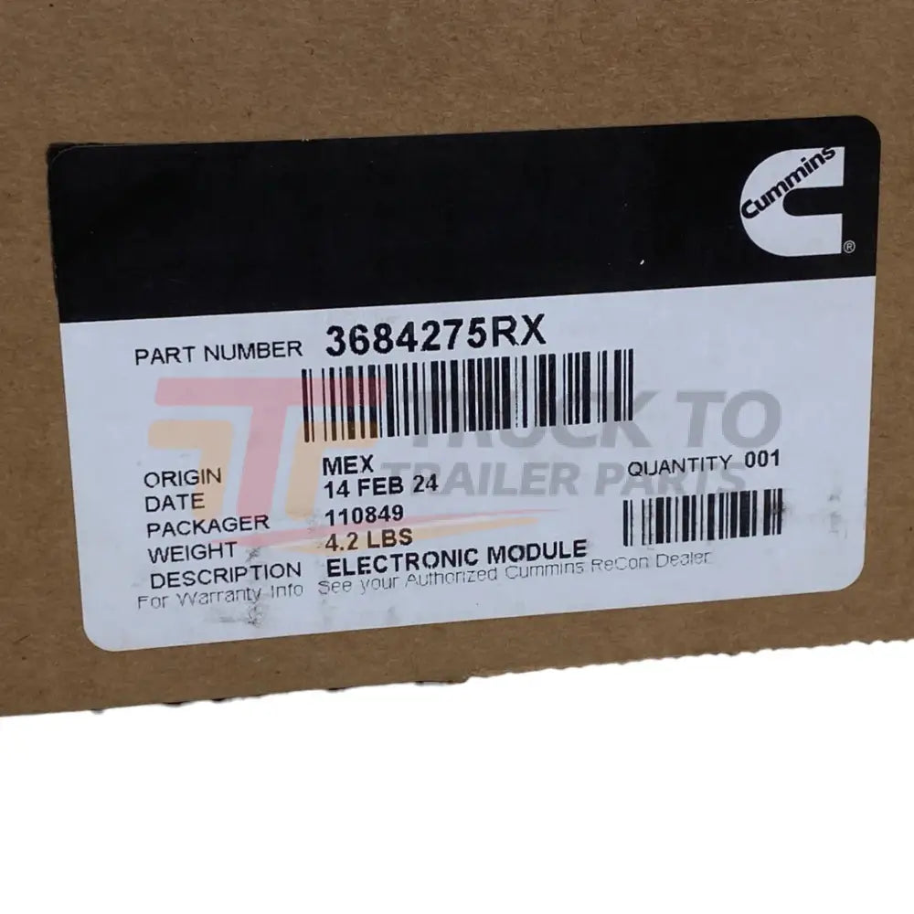 3684275Rx Genuine Cummins Electronic Control Module For Isx - Truck To Trailer