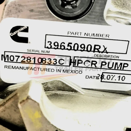3965090Rx Genuine Cummins Common Rail Fuel Pump Cp3 For 5.9 - Truck To Trailer