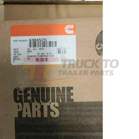4384575 Genuine Cummins Temperature Sensor - Truck To Trailer