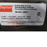 4HEZ1 Dayton NPT Discharge Shallow Well Jet Pump 3/4 HP 115/230VAC 1 In - Truck To Trailer