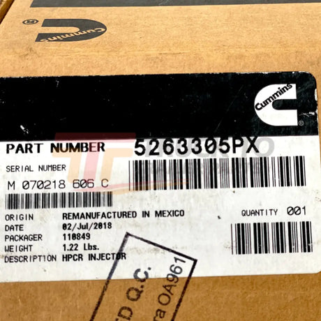 5263305Px Oem Cummins Fuel Injector For Isc 8.3L - Truck To Trailer