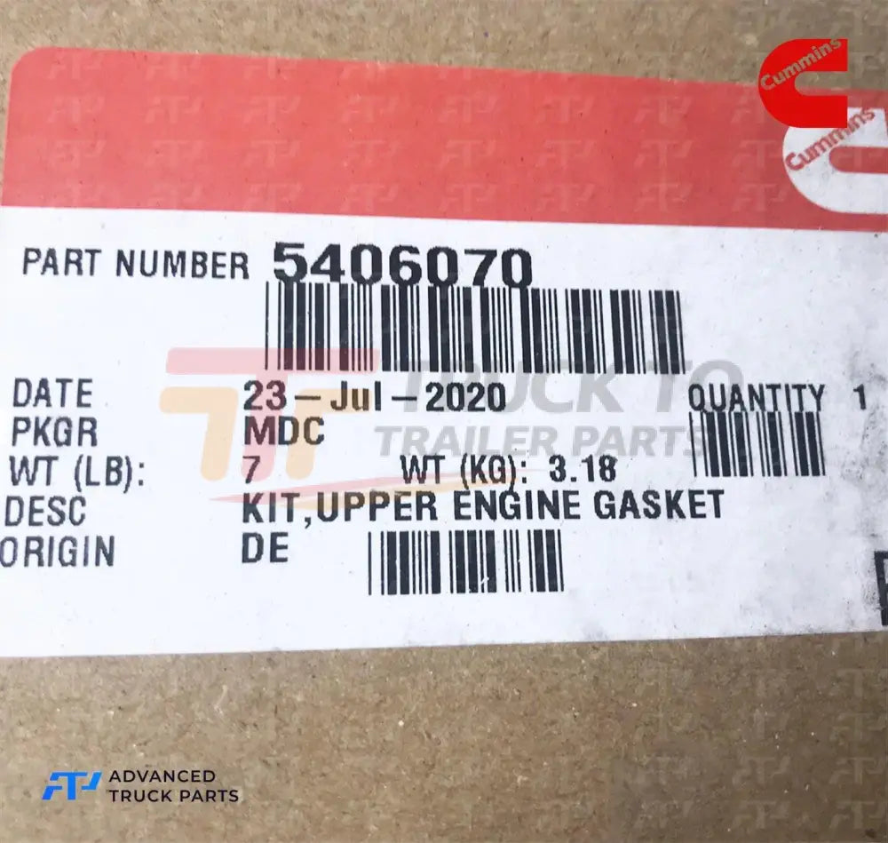 5406070 Genuine Cummins Kit Upper Engine Gasket - Truck To Trailer