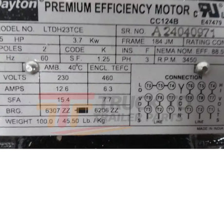 55JJ47 Dayton Head Centrifugal Pump 5 HP 208-240/480VAC 100 Ft Max - Truck To Trailer