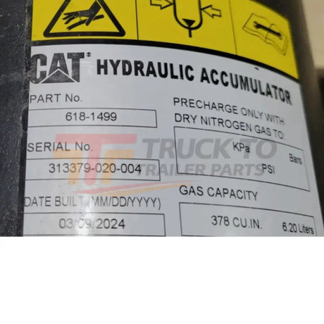 618-1499 CAT Uncharged Hydraulic Accumulator - Truck To Trailer